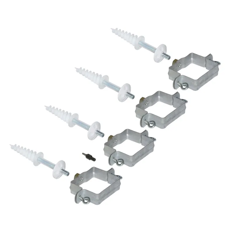 4 verzinkte Schellen M10 Fallrohrschelle 80x80 Ablaufrohrschelle mit Thermodübel & Stockschrauben