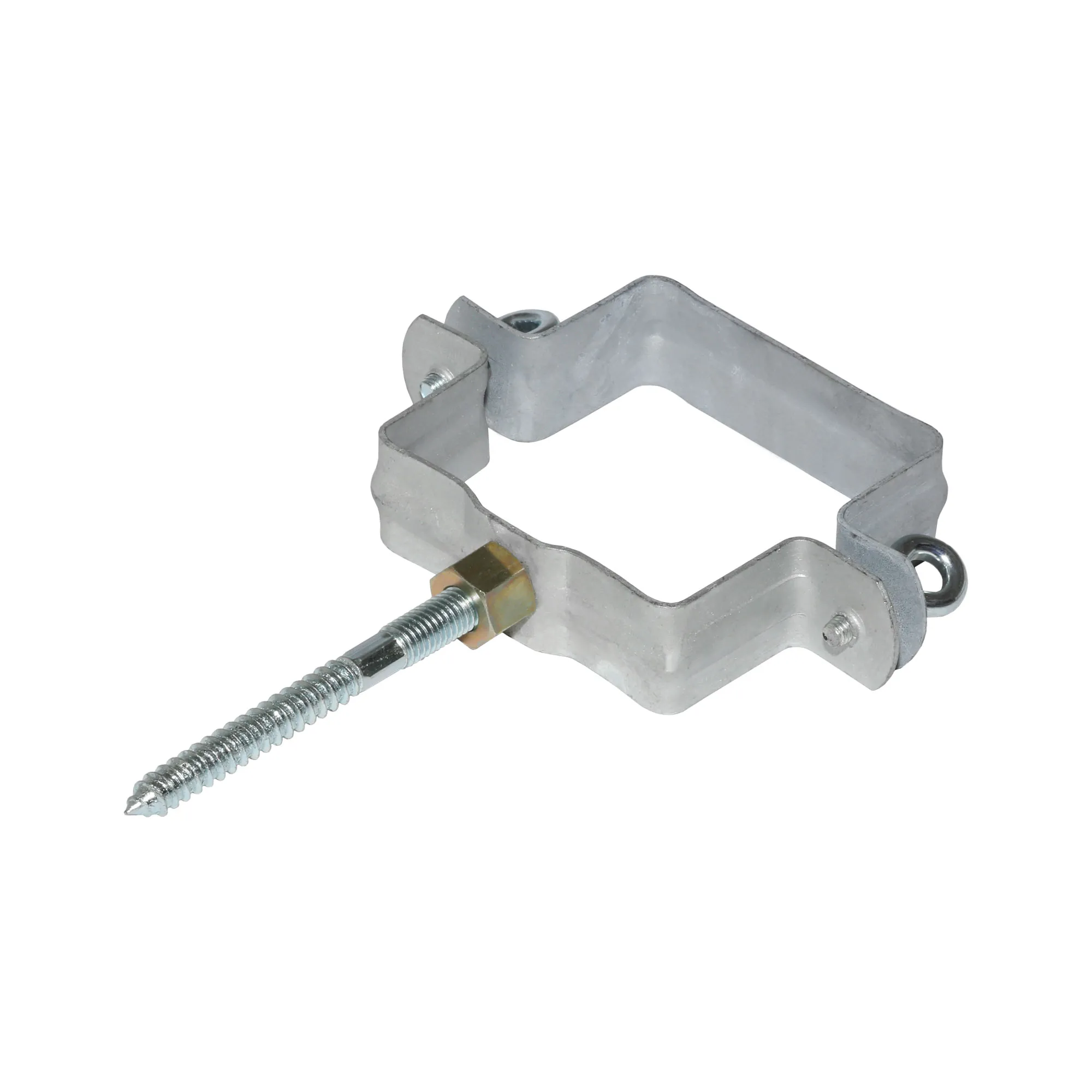 verzinkte Schelle mit Gewindemuffe M10 Fallrohrschelle 80x80 mm Ablaufrohrschelle mit Stockschraube