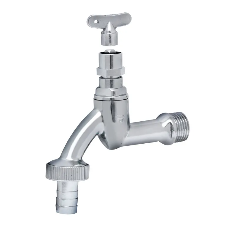 Auslaufventil mit Steckschlüssel Vierkantschlüssel Wasserhahn Gartenhahn verchromt