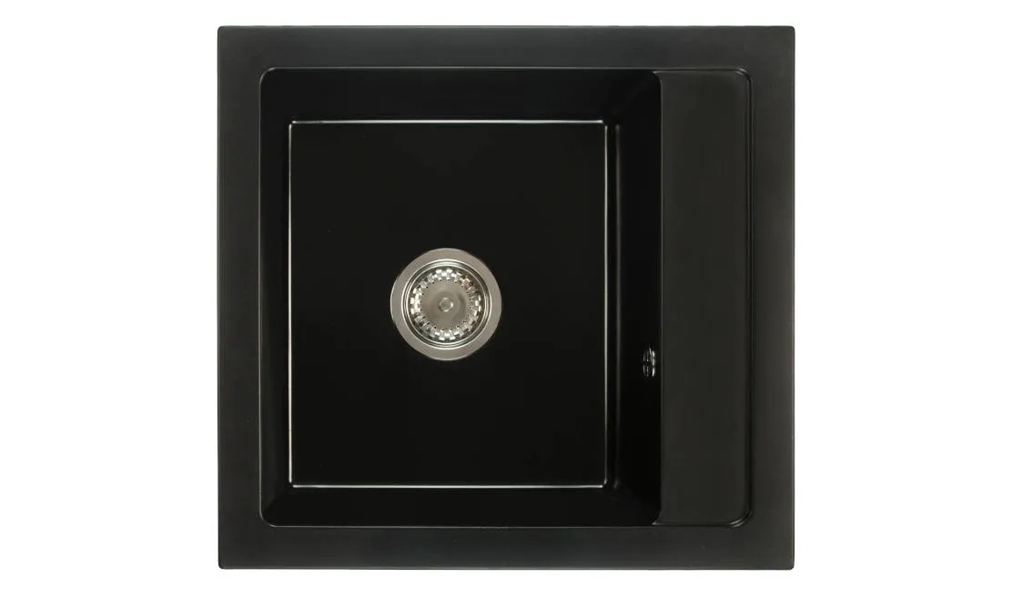 ZELVO Küchenspüle, Spülbecken, Spüle Granit schwarz 520 x 490 x 210 mm Model 2