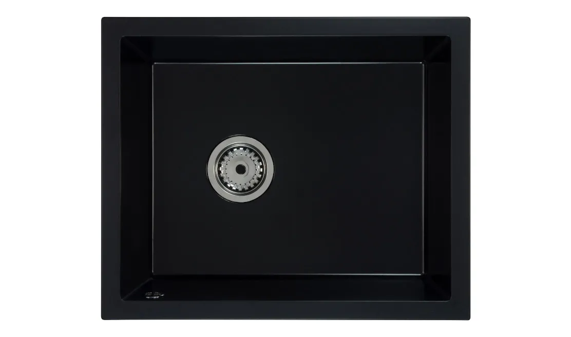 ZELVO Küchenspüle, Spülbecken, Spüle Granit schwarz 560 x 460 x 200 mm Model 6