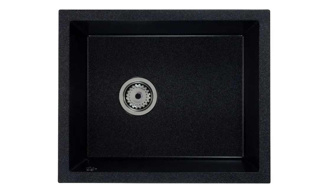 ZELVO Küchenspüle, Spülbecken, Spüle Granit schwarz gesprenkelt 560 x 460 x 200 mm Model 6