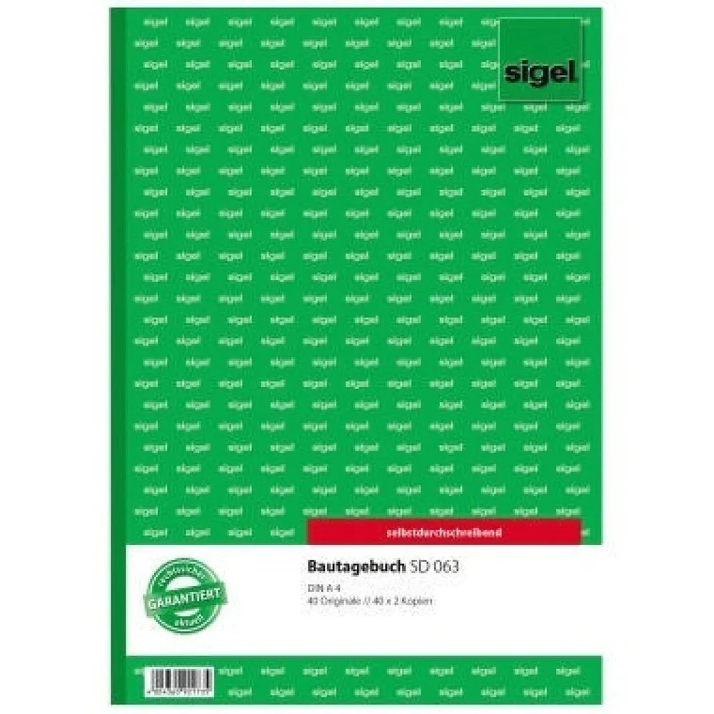 Sigel Bautagebuch SD63 DIN A4 selbstdurchschreibend 3x40Blatt