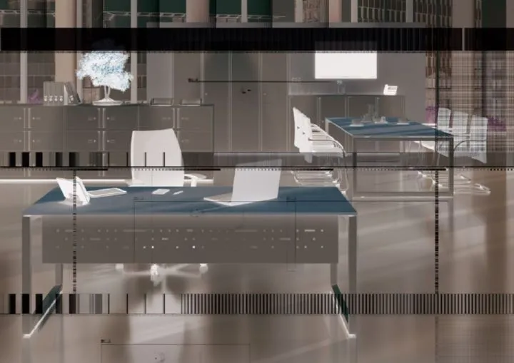 Bisley Cito Schreibtisch 650 - 850 mm höheneinstellbares U-Gestell B2200 x T80 mm Buche