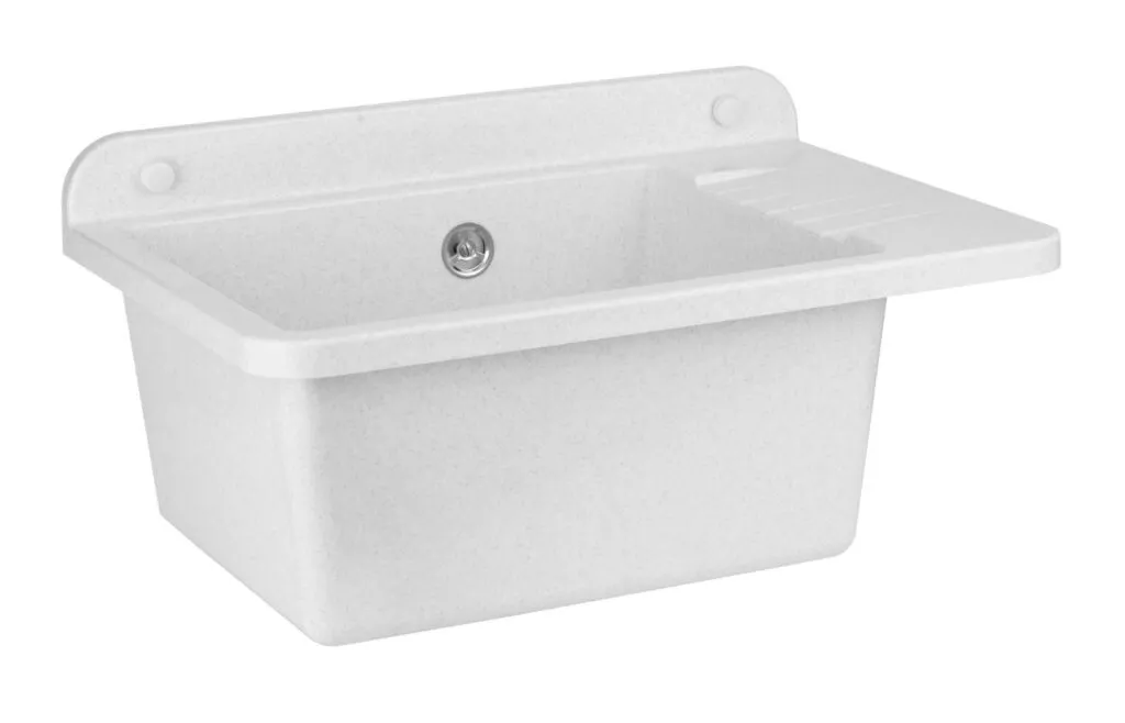 ZELVO COMPACT Kunststoff - Ausgussbecken heller Granit Waschbecken Waschtrog Spülbecken 505 x 345 x