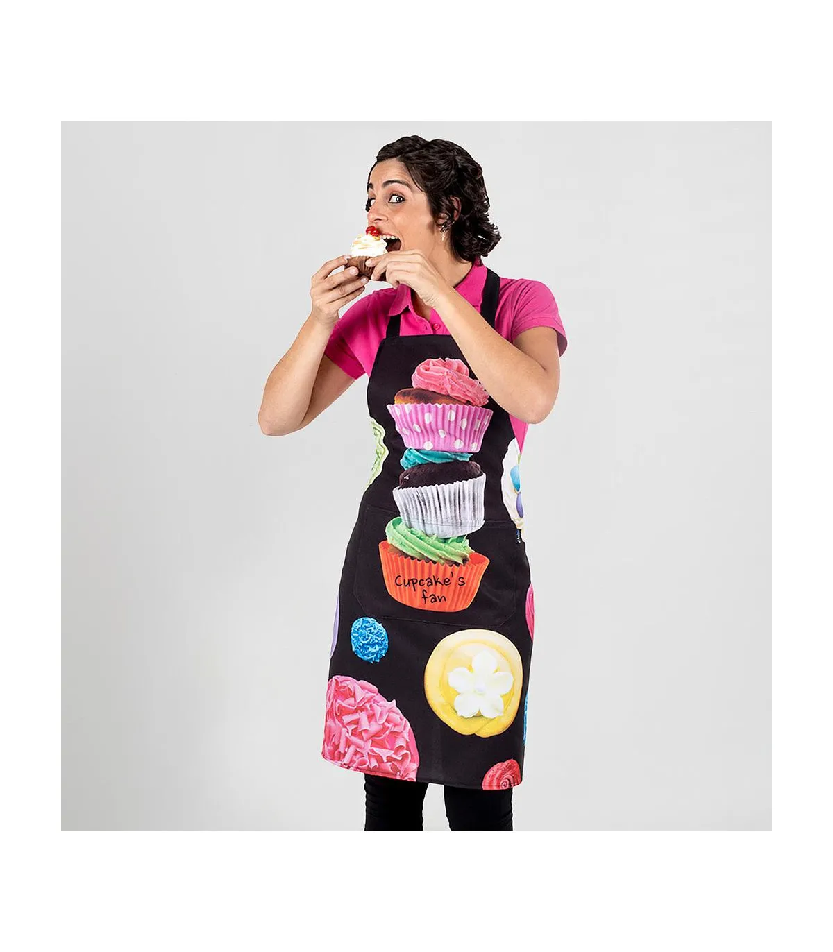 CUPCAKE'S FAN Latzschürze aus Stretchstoff mit Vordertasche, 80x69 cm GARY'S UNIFORMS 150130