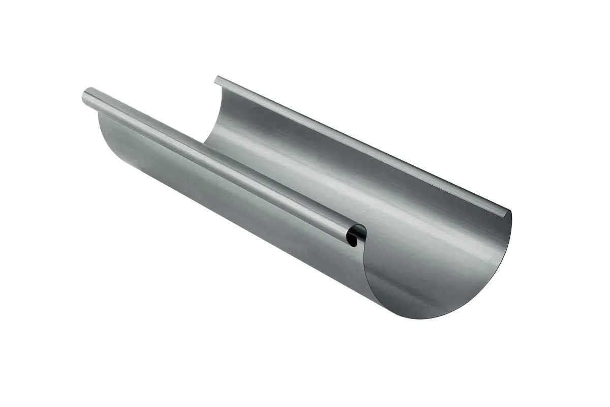 2x 3 Meter GRÖMO ALUSTAR Dachrinne halbrund Hellgrau 250 / 3 m, SX (glatt), 83003