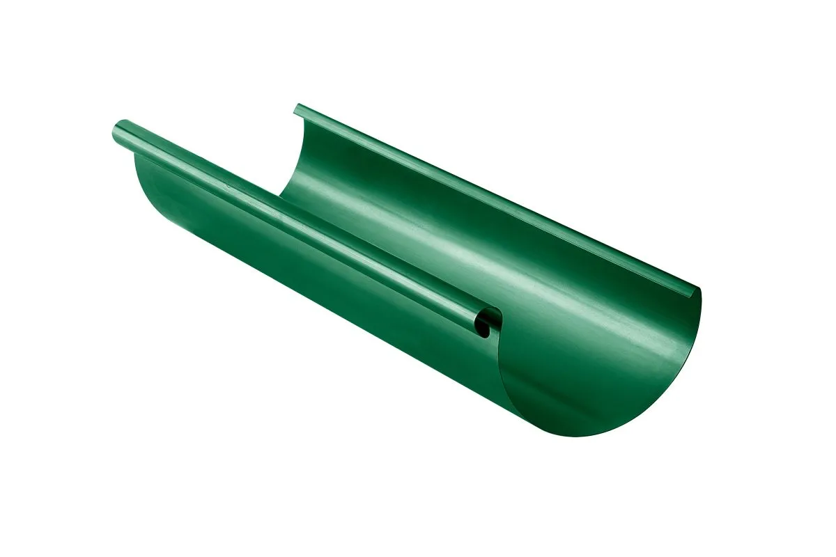 2x 3 Meter GRÖMO ALUSTAR Dachrinne halbrund Moosgrün 250 / 3 m, SX (glatt), 83005