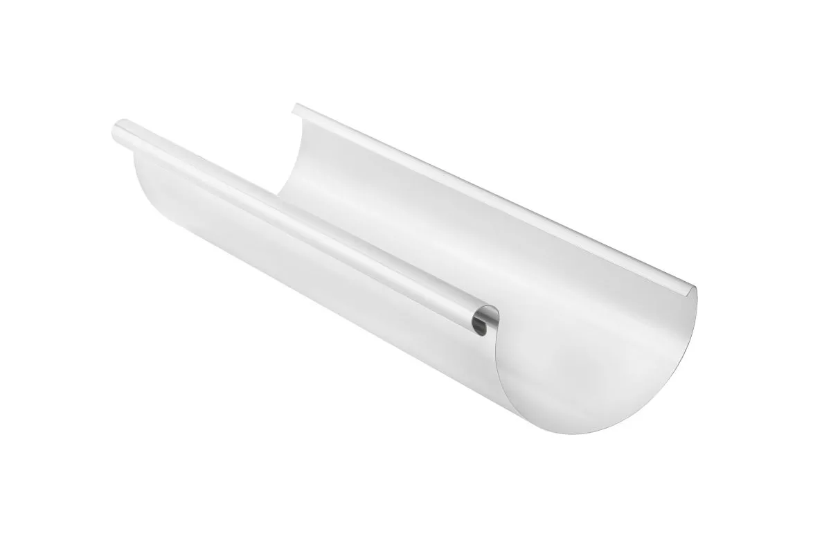 2x 3 Meter GRÖMO ALUSTAR Dachrinne halbrund Weiß 333 / 3 m, SX (glatt), 83024