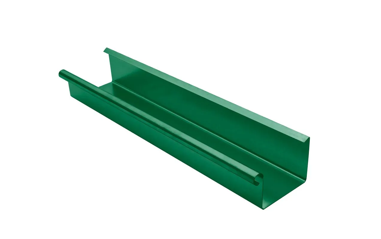2x 3 Meter GRÖMO ALUSTAR Dachrinne kastenförmig Moosgrün 250 / 3 m, SX (glatt), 83305