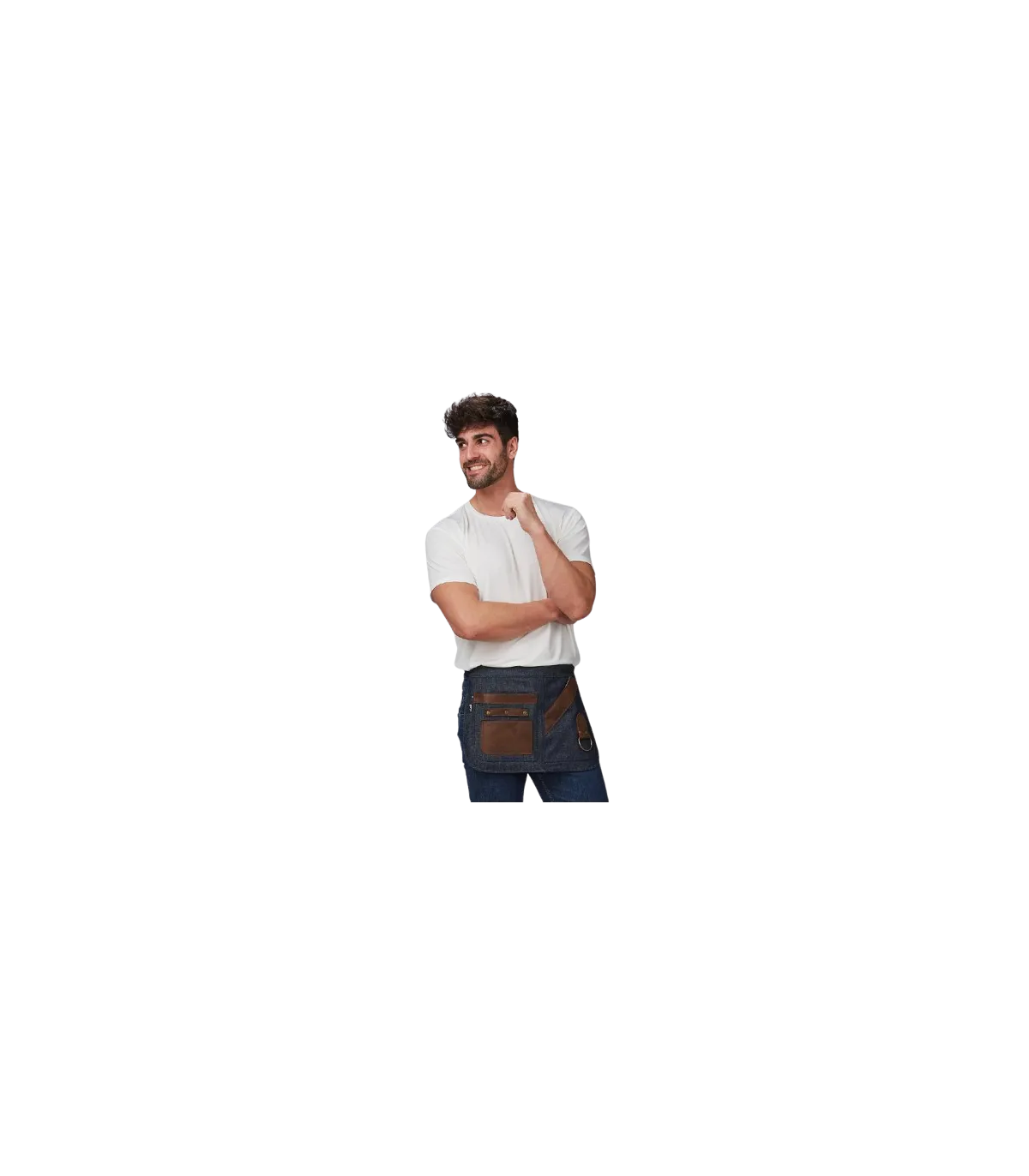 Delantal corto vaquero y piel 30x42 cm 100003 GARY´S