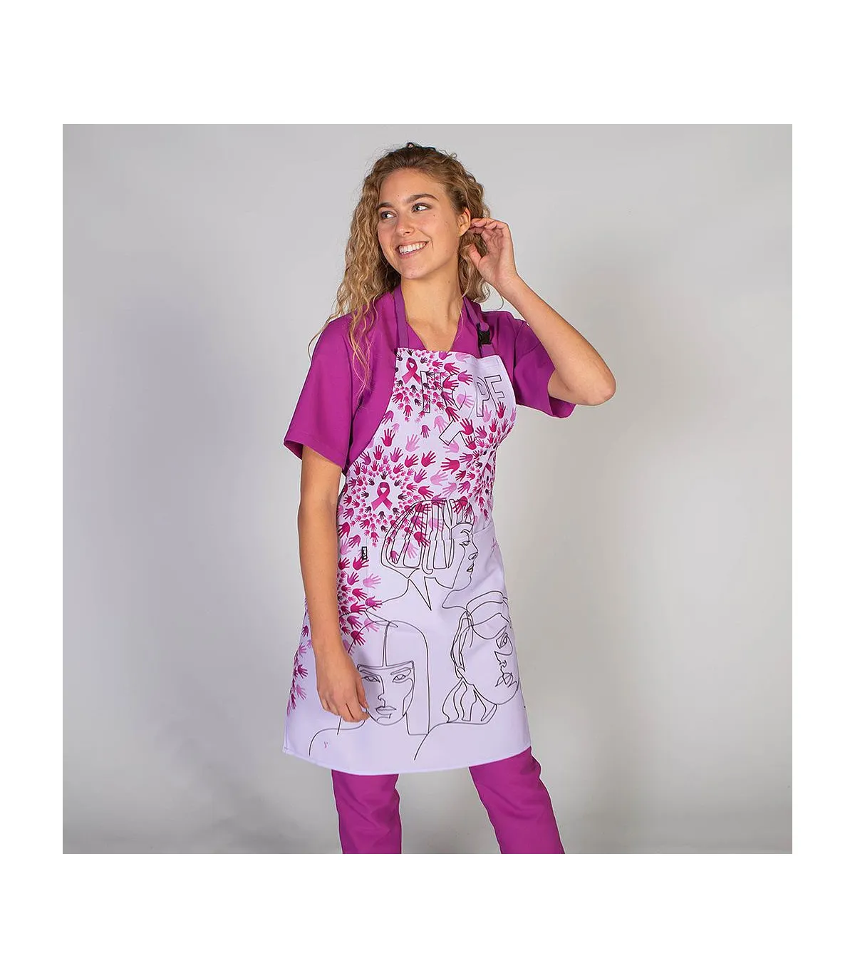 Delantal HOPE gedruckt gegen Krebs, Fronttasche, STRECH UNIFORMES GARY'S 159700