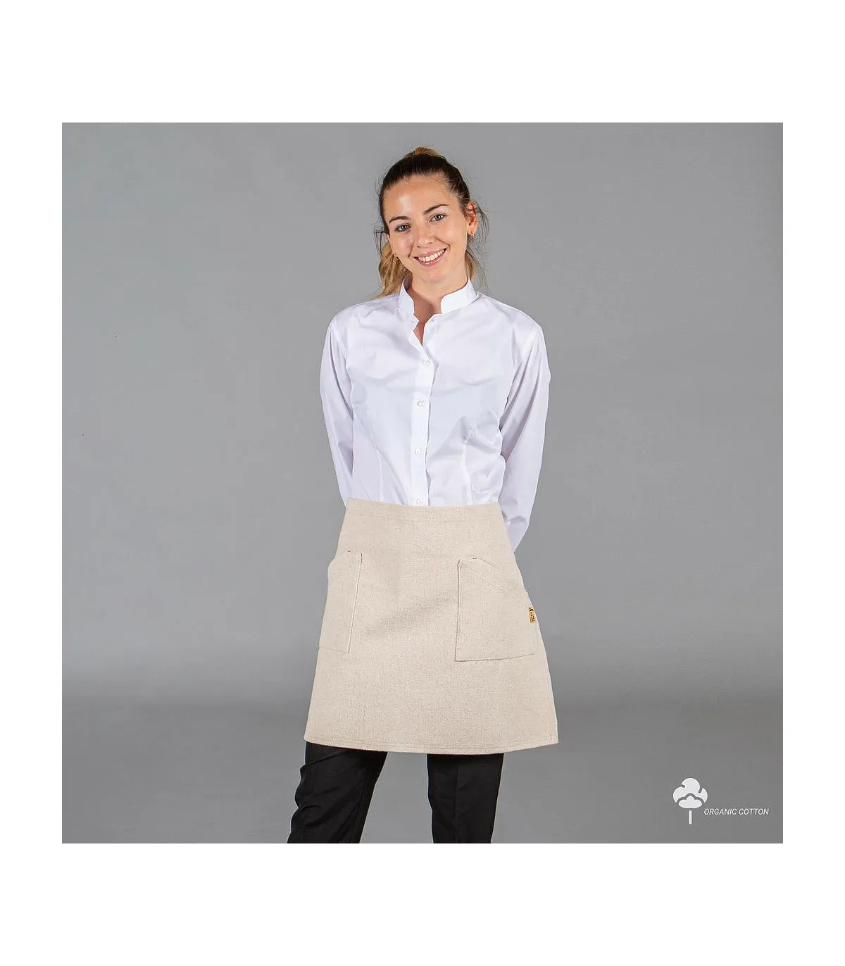 Delantal ohne Peto Bio Stoff Mat von 45x68 Elfenbeinfarbe UNIFORMES GARY'S 159500