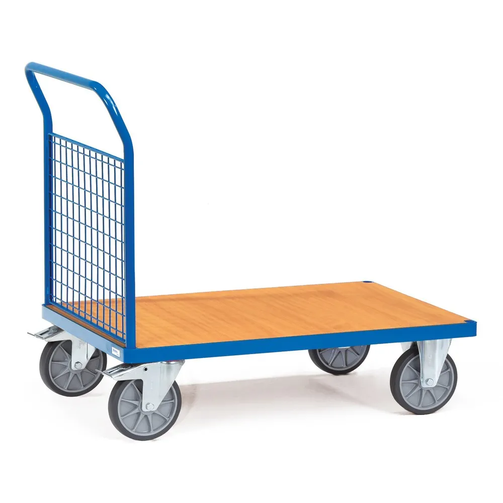 fetra® Plattformwagen mit Gitter-Stirnwand, Ladefläche BxT 800 x 1.200 mm