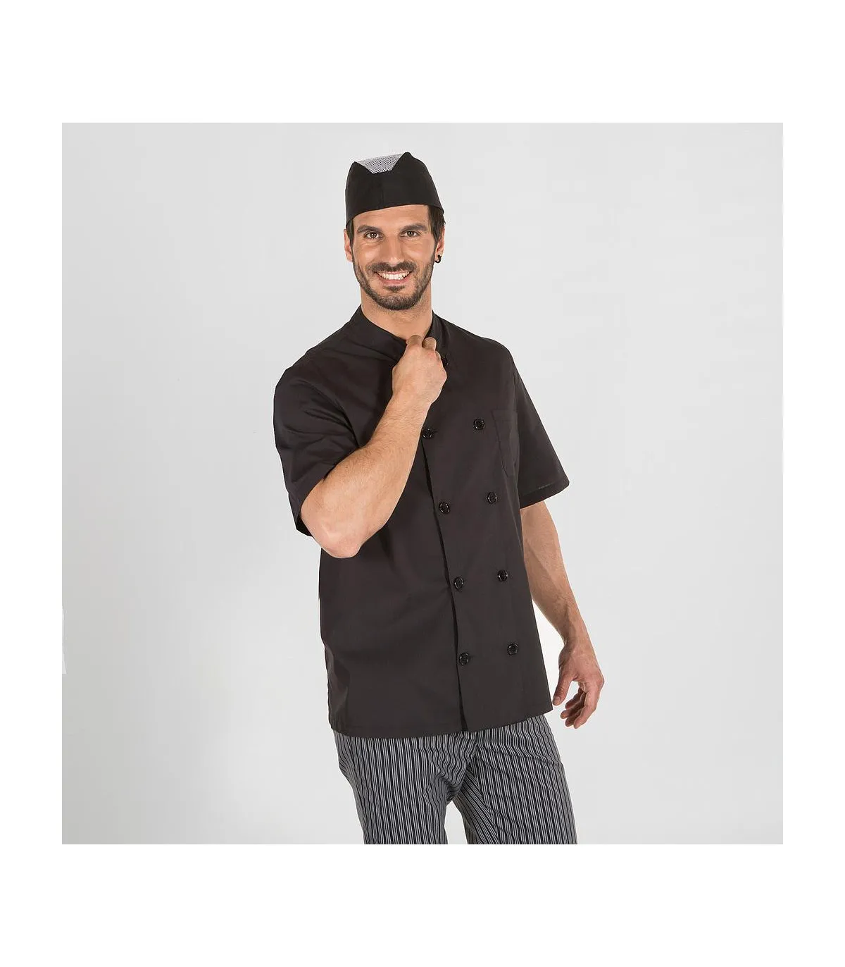 GARY's black popelin schwarzer Flaggenhalter Küchenjacke