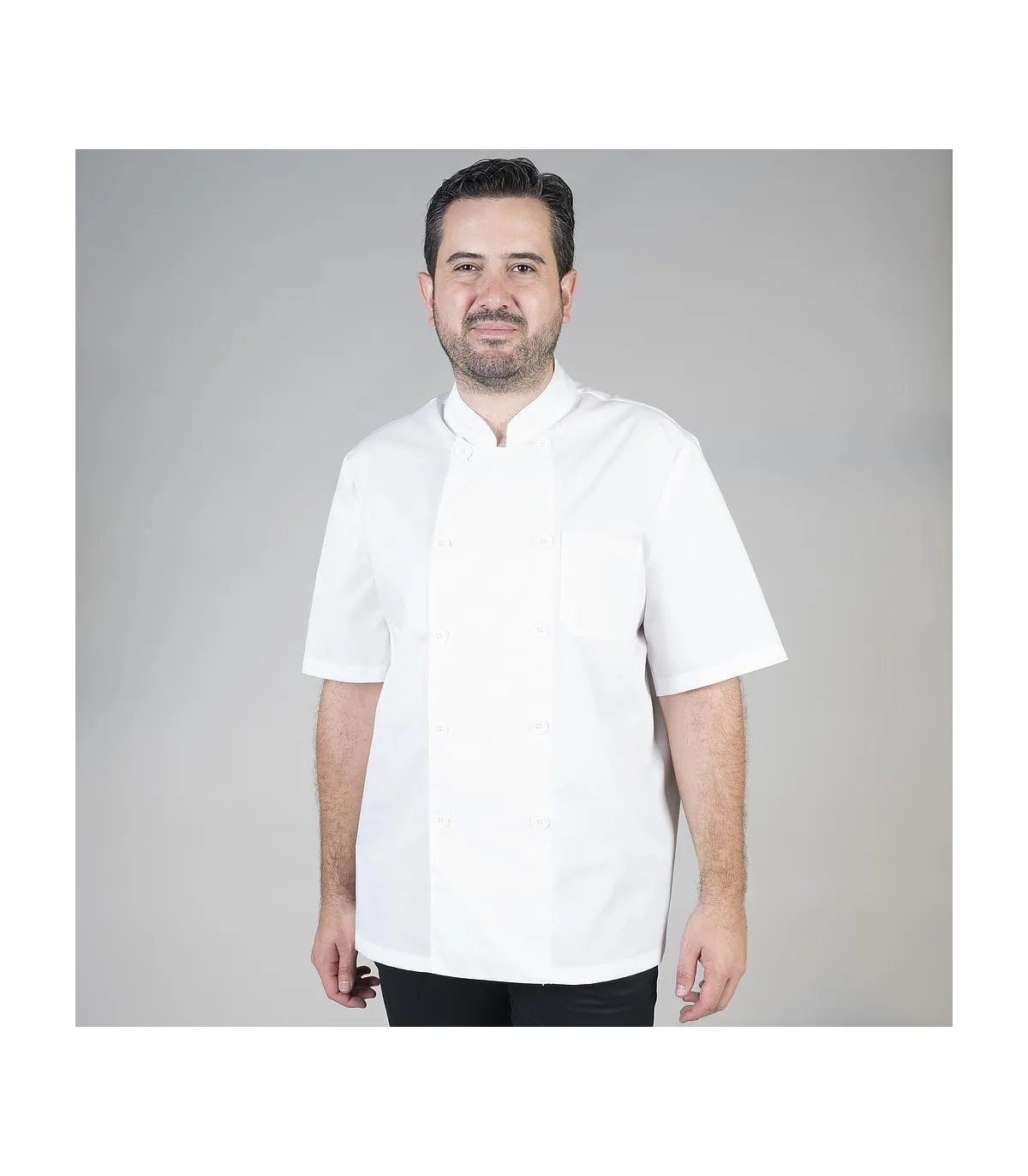 GARY's White Sarga Kochjacke Sewn Button