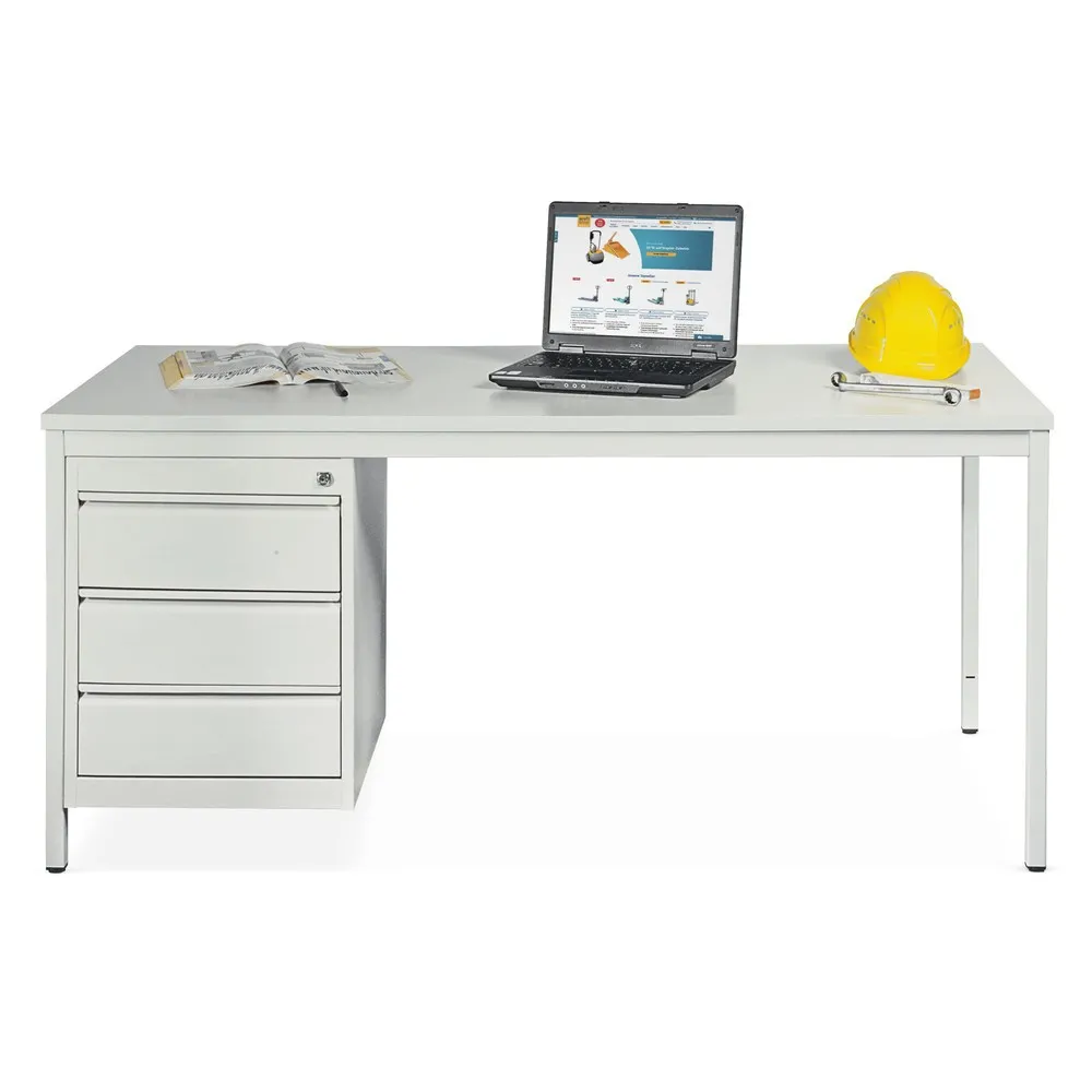 HEMMDAL Büro-Schreibtisch mit Stalhrohrgestell, mit Schubladenblock, HxBxT 760 x 1.600 x 800 mm