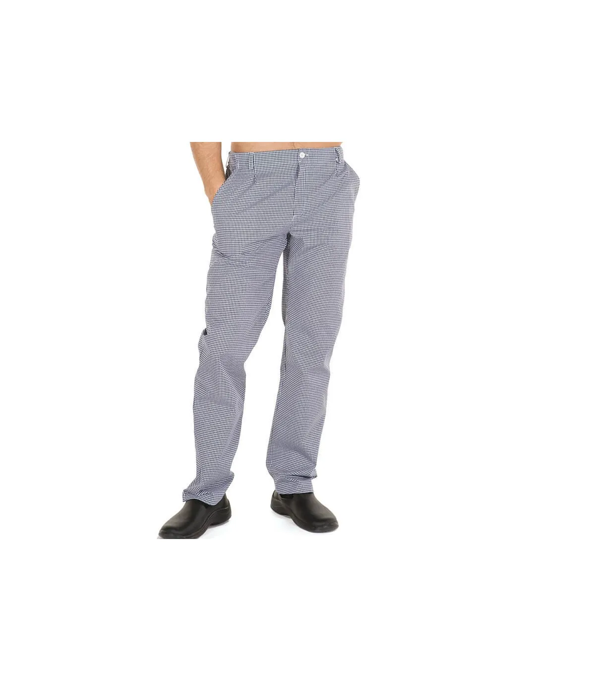 Marineblau karierte Gingham-Hose mit Gürtelschlaufen und französischen Taschen von GARY'S