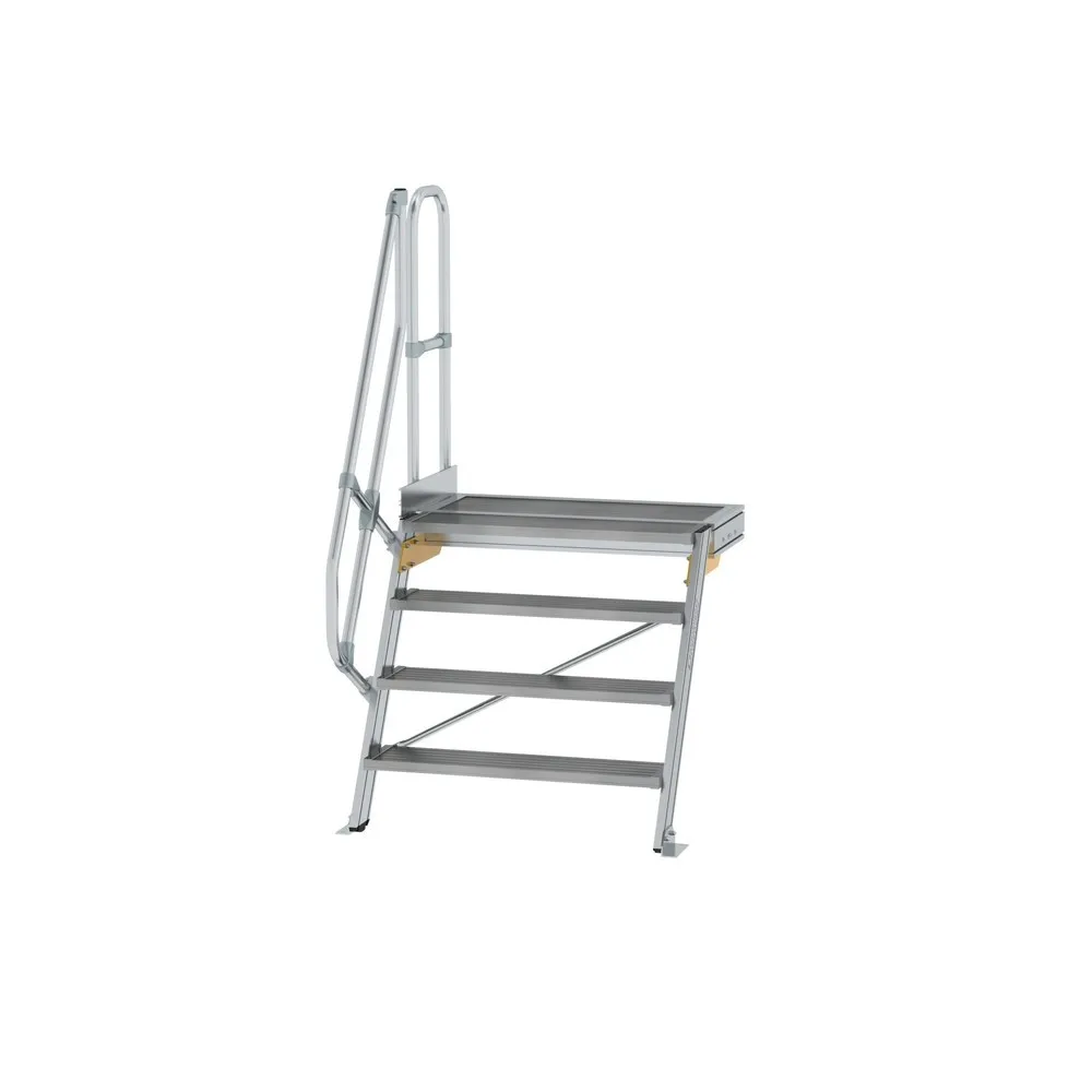 Munk Treppe mit Plattform 60° Stufenbreite 1000 mm 4 Stufen Aluminium geriffelt