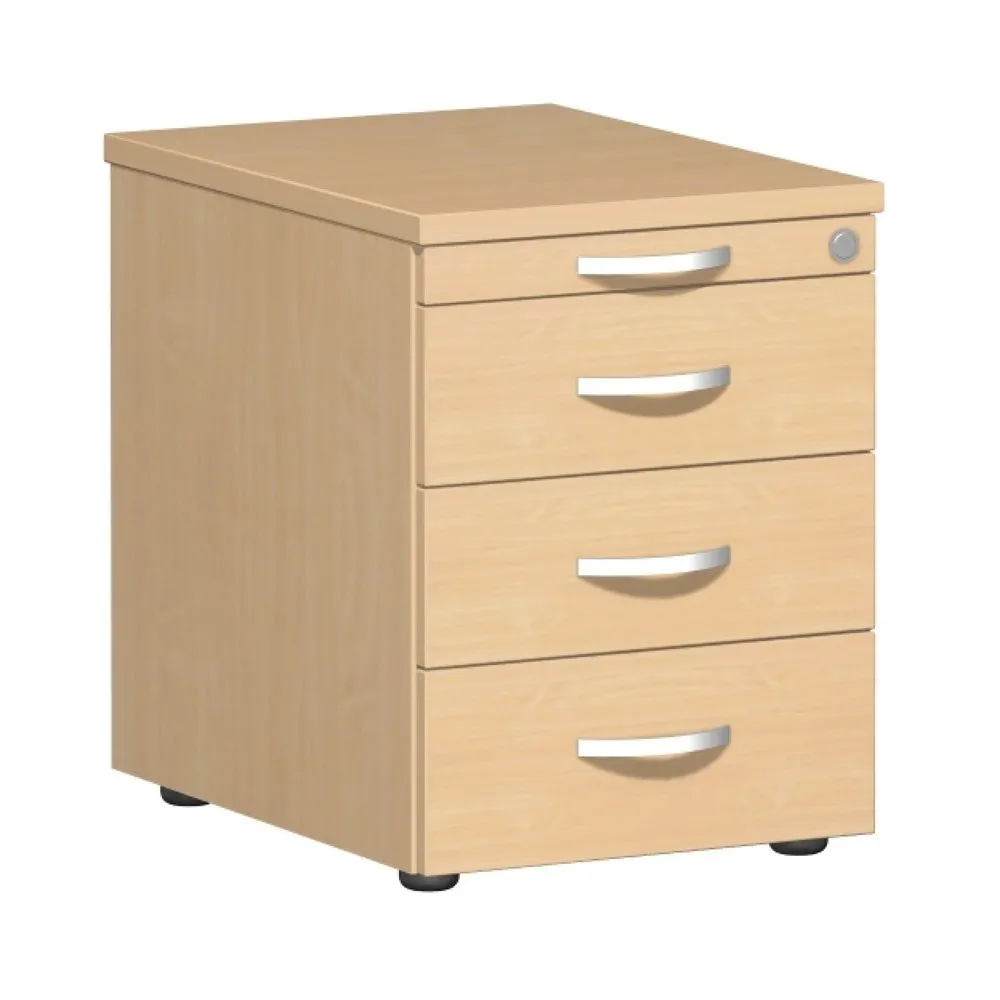 Geramöbel Rollcontainer Lissabon, HxBxT 566 x 600 x 430 mm, 3 Kunststoffschübe, Buche