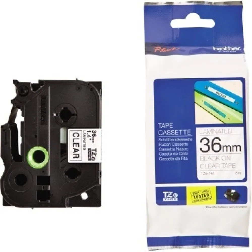 P-touch Schriftbandkassette TZE161 36mmx8m laminiert sw auf fl