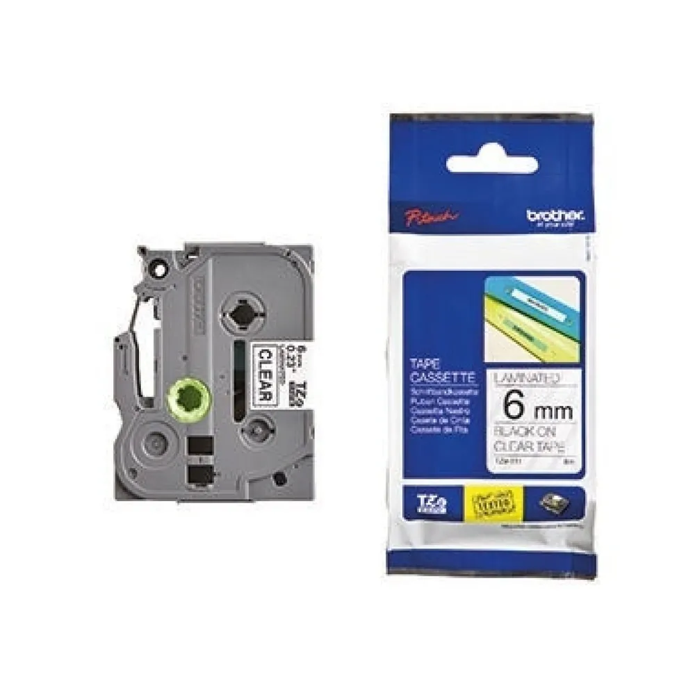 P-touch Schriftbandkassette TZE111 6mmx8m laminiert sw auf fl