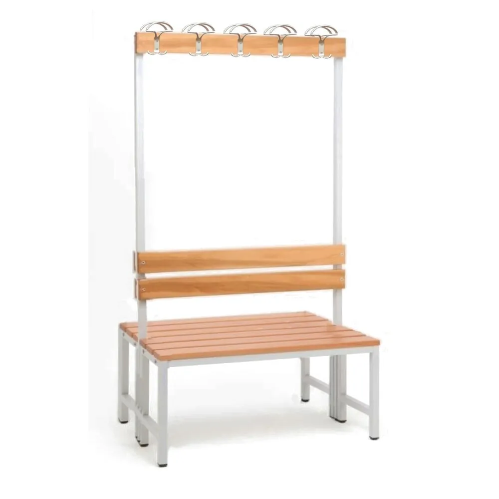 Steinbock® Umkleidesitzbank, 2-seitig mit Hakenleiste, Breite 1.000 mm, ohne Schuhrost