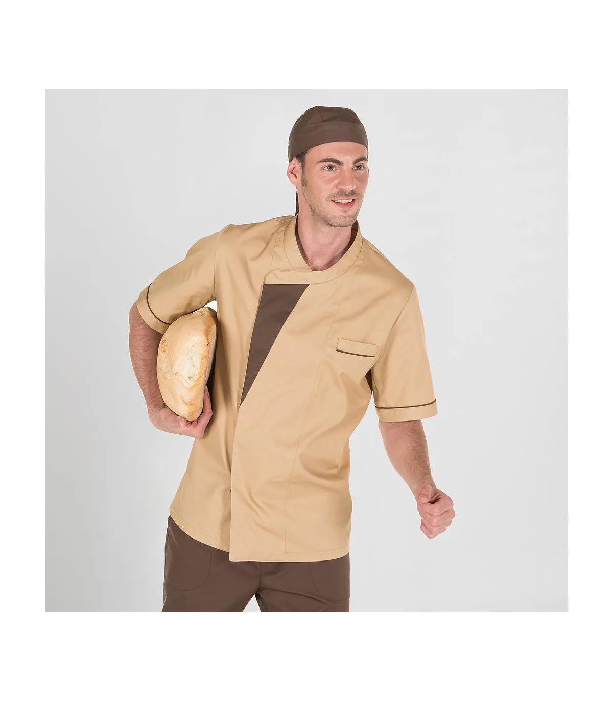 Unisex kurze Ärmel Kochjacke in GARY'S Agea Creme SARGA