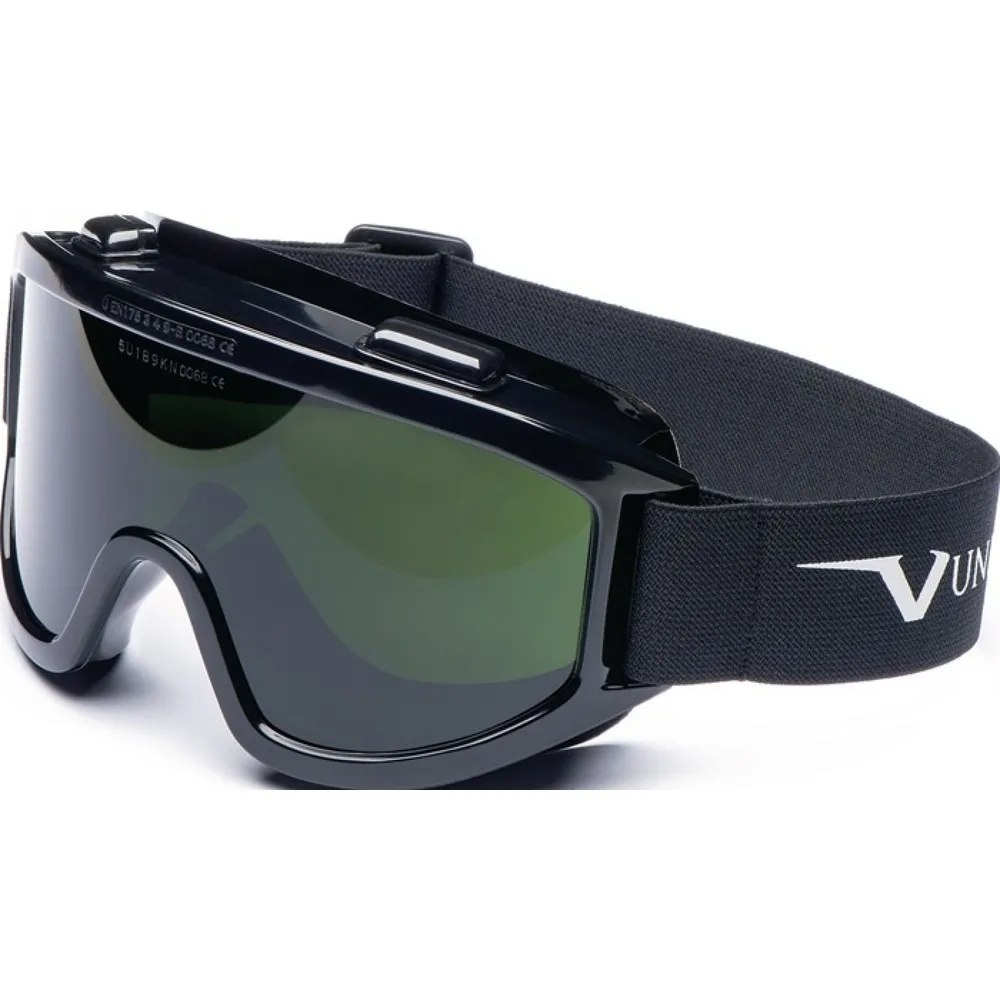 UNIVET Vollsichtschutzbrille 601, EN166, EN169, EN175, Rahmen grau / Scheibe grün IR5