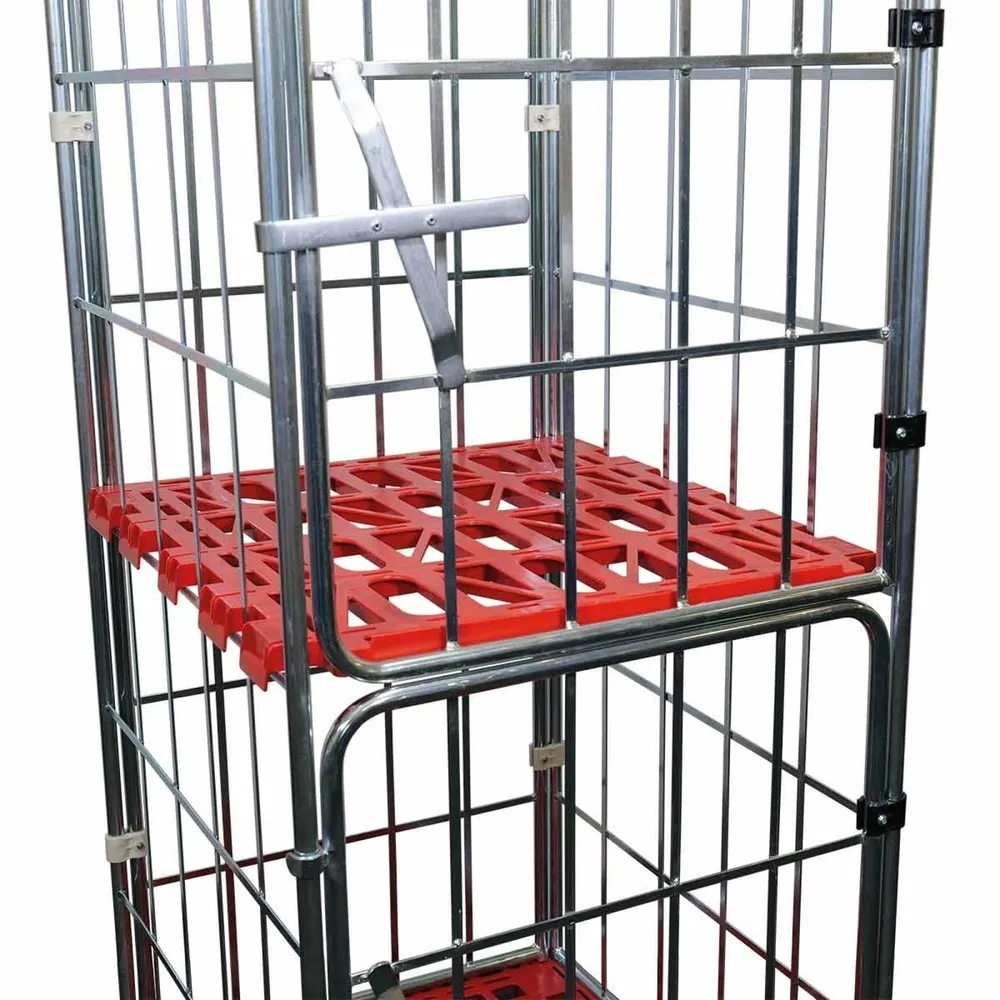 Zwischenboden aus HDPE für Rollbehälter 4-seitig, BxT 710 x 710 mm, feuerrot